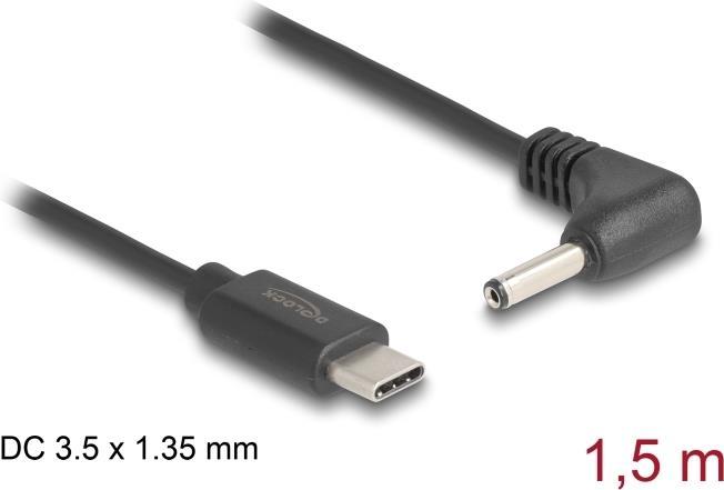 Produktbild Delock USB Type-C Stromkabel zu DC 3,5 x 1,35 mm Stecker gew (1.50 m)