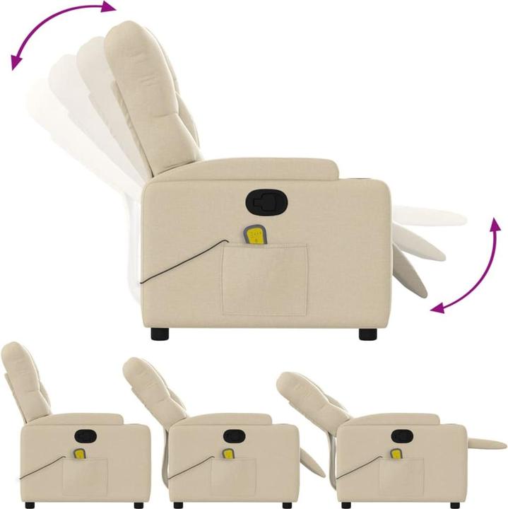 Actual product image VidaXL Massage chair cream fabric,Colour: Cream,Material: Fabric (100
