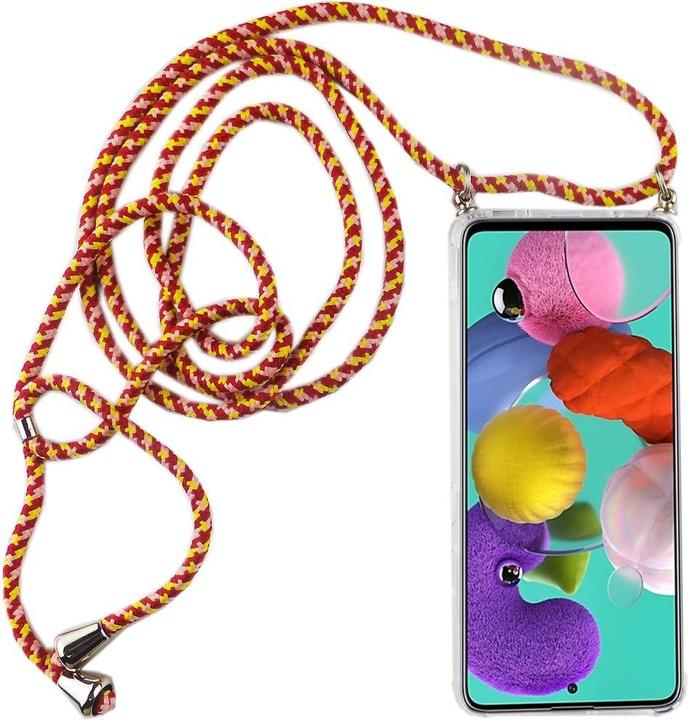 Produktbild König Design Handykette für Samsung Galaxy A51 mit Band Case zum umhängen Kordel Etui Rot Neu