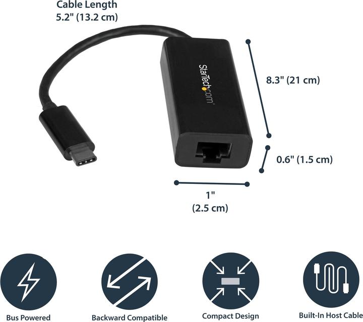 Produktbild StarTech USB-C to Gigabit Adapter (USB-C, RJ45 (1x))