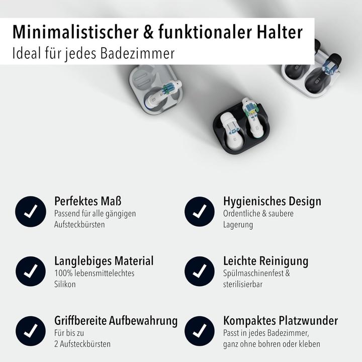 Immagine prodotto Qikfresh Aufsteckbürstenhalter 2er Weiss (Portaspazzolino)