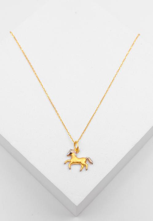 Actual product image Muau Pendant horse bicolor yellow/white gold 750, 16x15mm (750, White gold, 18K yellow gold)