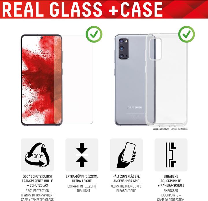 Produktbild Displex Real Glass, 2D Panzerglas + Handyhülle (1 Stück, Samsung Galaxy S22+)
