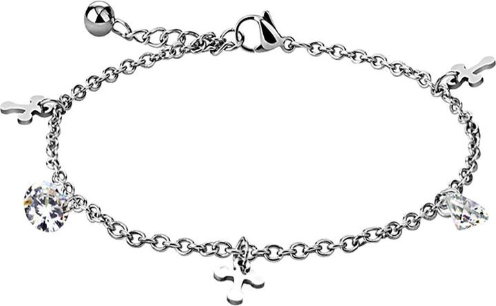 Star Piercing Kette silber mit Kreuz und Kristall silber (Chirurgenstahl 316L, 23.50 cm)
