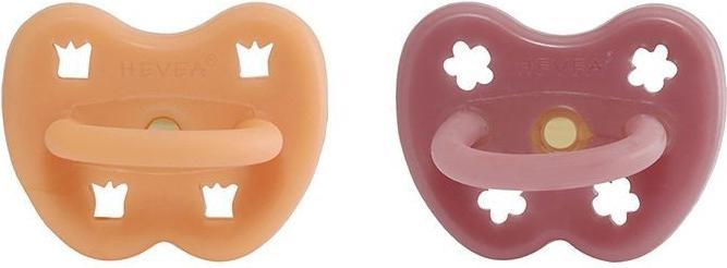 Hevea 2-pack of natural rubber soothers, Apricot Crush & Berry Blush - orthodontic (from 3 months) (2 x)