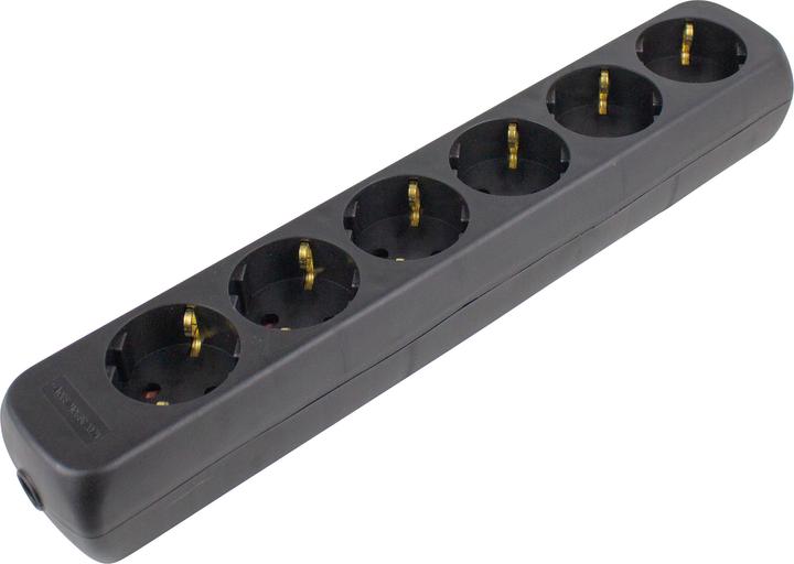 Actual product image As - Schwabe 11712 Multiple socket outlet without switch Black without plug (6 x, CEE 7/3)