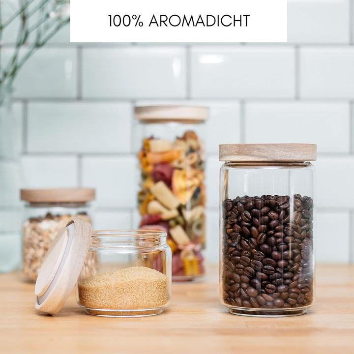 Image du produit Econovo 4-teiliges Vorratsgläser-Set, stapelbar, luftdicht
