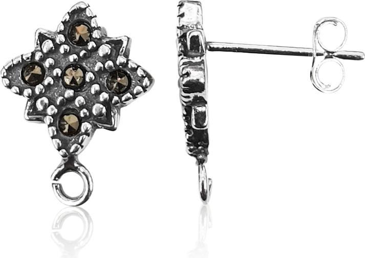 Image du produit Leyda Boucle d'oreille à clou avec marcassite (Argent 925, Pierre précieuse)
