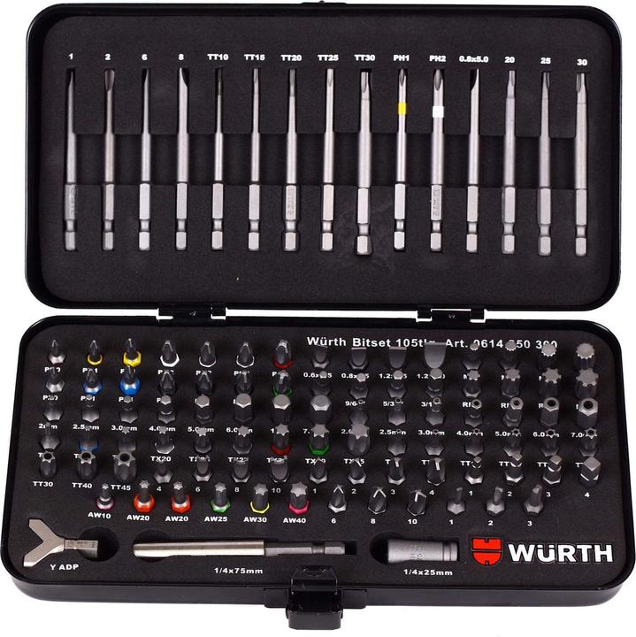 Würth Bit-Sortiment (1, 2, 6, 8, 20, 25, 30, PH2, TT15, PH1, TT30, TT25, TT20)