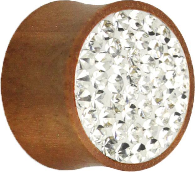 Image du produit Star Piercing Flared Plug en bois de swool avec cristal argenté et couche de protection en époxy (Organique, sans laiton)