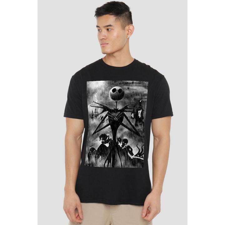Actual product image The Nightmare Before Christmas Mens Jack Skellington Rain T-Shirt (M)