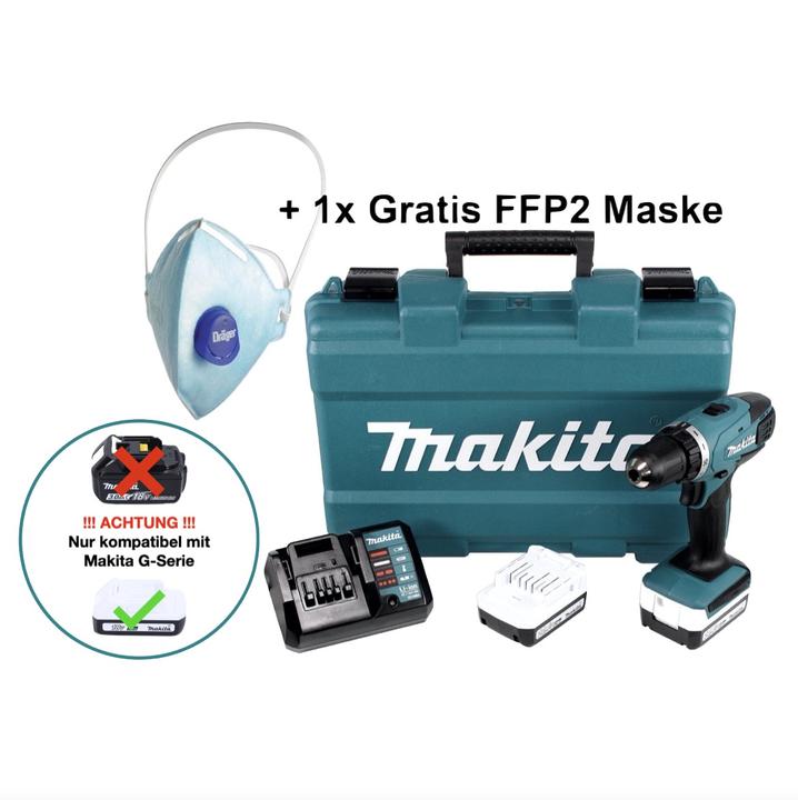 Actual product image Makita DF 347 DWE Cordless drill driver 14.4 V 30 Nm G-series + 2x rechargeable battery 1.5 Ah + charger + (Rechargeable battery operated)