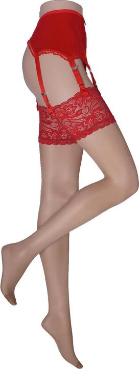 Actual product image Levee Satin Sheers suspender stockings, colour 603 red-skin, size 56-58 (20 DEN, 56 - 58)
