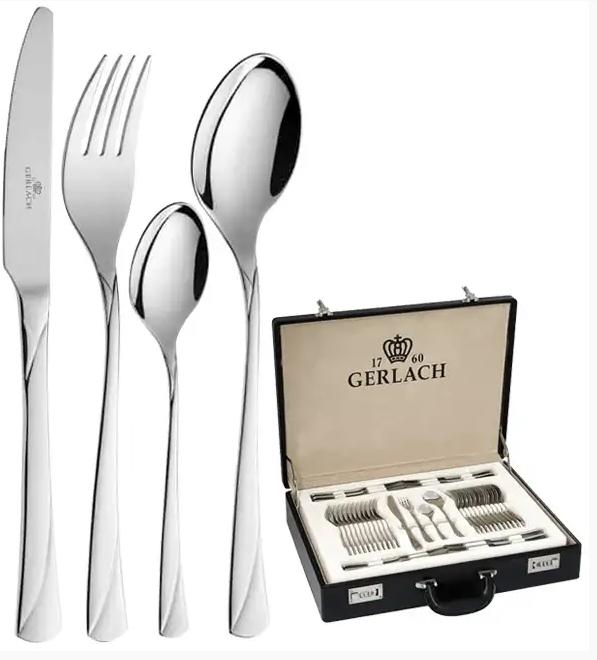 Immagine prodotto Gerlach Set di posate Shiny Valor, acciaio inox, argento, 52 x 42 x 10 cm, 68 pezzi (68 Pezzo/i, Set di posate)