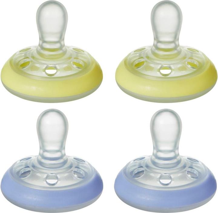 Tommee Tippee Mutterbrustähnlicher Beruhigungssauger Nacht 4er Set (4 x, bis 6 Monate)