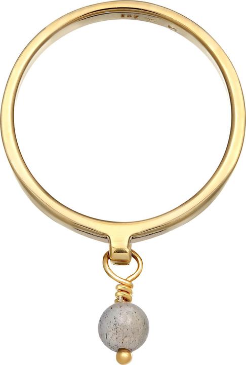 Actual product image Elli PREMIUM ring band ring stacking ring labradorite 925 silver gold plated (58, 925 Silver)