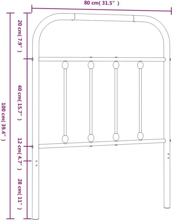 Actual product image VidaXL Kopfteil Metall Weiss 75 cm, Farbe: Weiss, Material (80 x 3 x 100 cm)