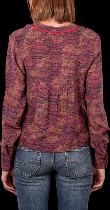 Scotch & Soda Popover Blouse Stand Collar Feather Bordeaux (XL)