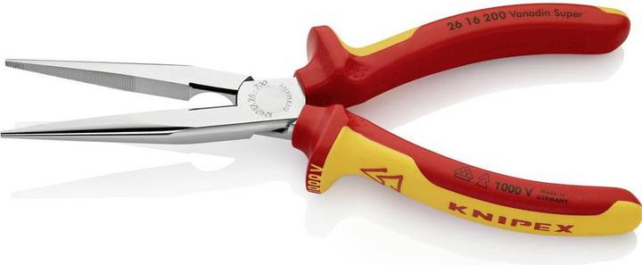 Immagine prodotto Knipex Pinza per meccanica - con becchi mezzotondi con tronchese (pinza a becchi di cicogna) 26 16 200 SB (200 mm)