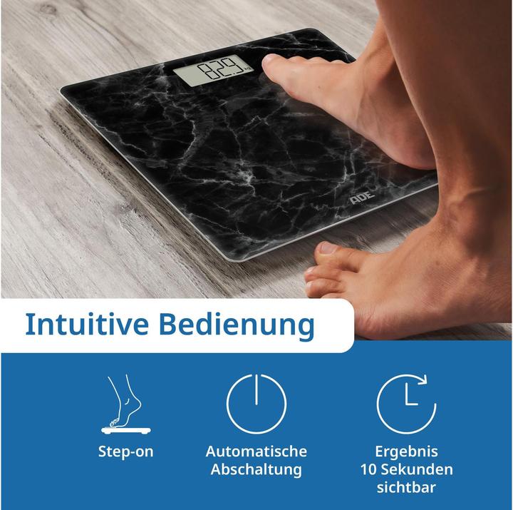 Produktbild ADE Personenwaage Amina Marmor Schwarz, Displaytyp: Digital (180 kg)