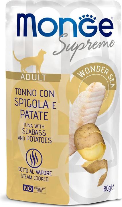 Produktbild Monge Thunfisch mit Seebarsch und Kartoffeln, 80g (Adult, 24 Stk., 80 g)