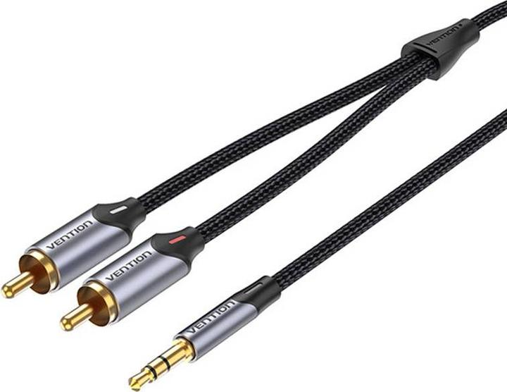 Produktbild Vention 2xRCA cable (Cinch) jack to 3.5mm BCNBK 8m (grey) (8 m, 3.5mm Klinke (AUX))