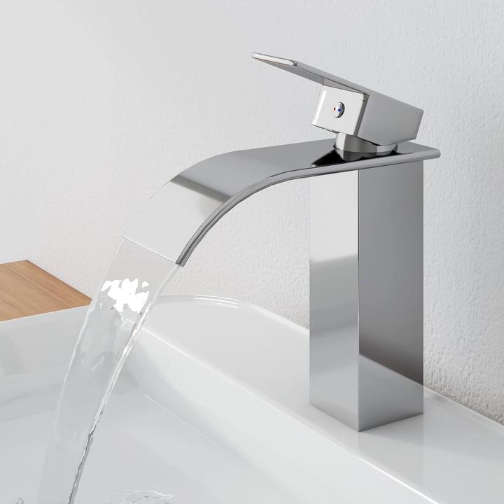 Immagine prodotto Emke Rubinetto lavabo a cascata, rubinetto bagno, miscelatore lavabo a risparmio idrico, cromo