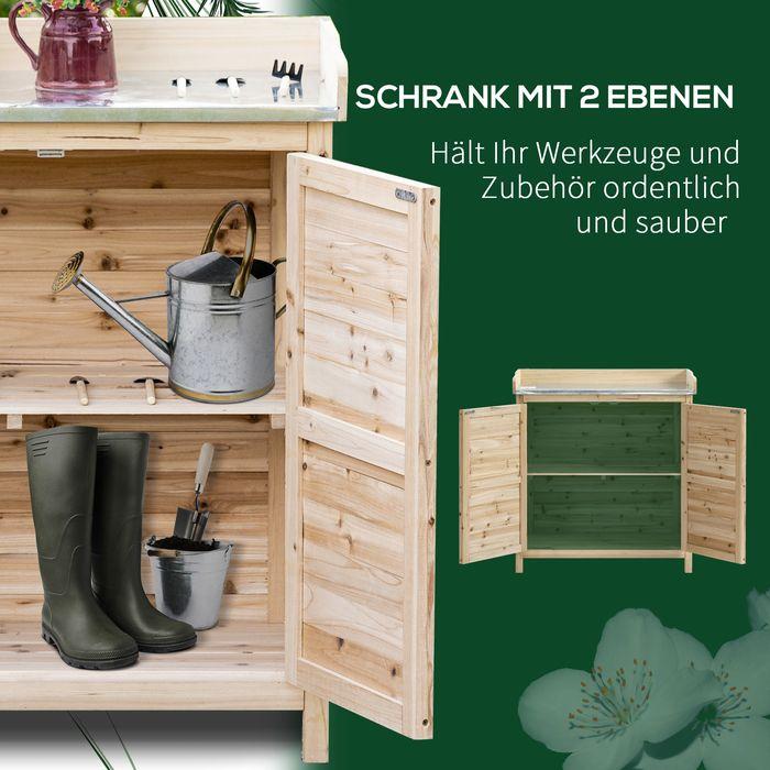 Produktbild Swisshandel24 Gartenschrank Pflanztisch mit Unterschrank Holz, 2 Einlegeböden, 83 x 40 x 92 cm