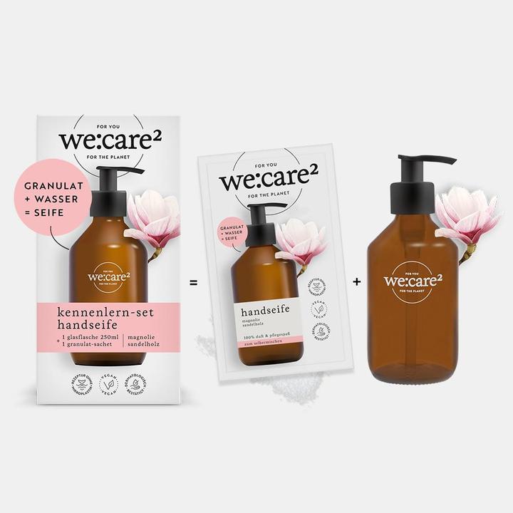 Produktbild we:care2 Kennenlern-Set, Handseife-Granulat, Magnolie-Sandelholz (Handseife Nachfüllpackung, 250 ml)