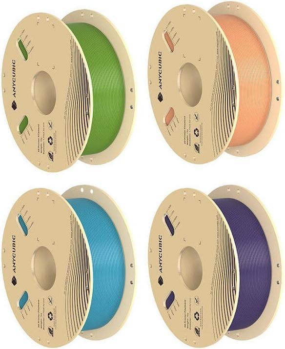 Anycubic PLA Filament Set (PLA, 1.75 mm, 1000 g, Green, Orange, Violet, Turquoise)