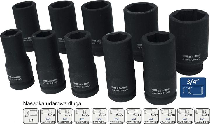 Image du produit Adler NASADKA UDAROWA 3/4" 27mm DŁUGA