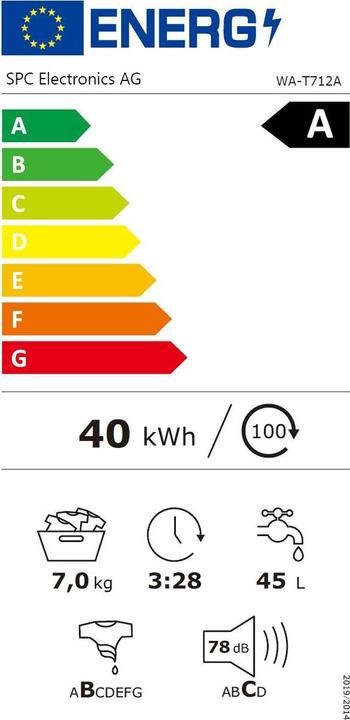 Label énergétique SPC WA-T712A (7 kg, Vers le haut)
