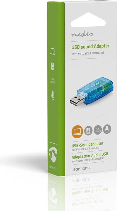 Immagine prodotto Nedis Scheda audio 5.1 USB 2.0 Connessione microfono: 1x 3,5 mm Connessione cuffie: 3,5 mm Maschio Nero (USB)