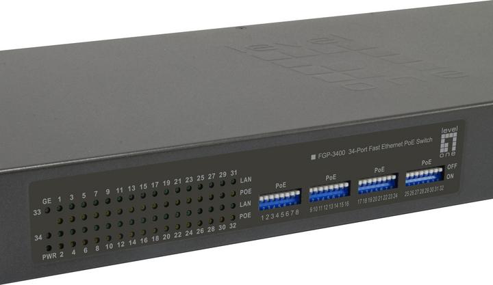 Immagine prodotto LevelOne /100 Mbps PoE, /100/1000 Mbps RJ-45 32K (32 Porti)