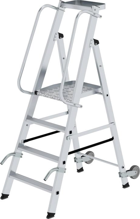 Actual product image Munk Platform ladder with castors and handle 4 steps with storage tray (Scaffolding, 130 cm)