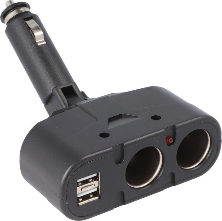 Actual product image AccuCell Car adapter, distributor cigarette lighter - plug to 2x socket + USB