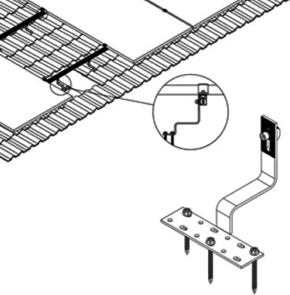 Actual product image V-TAC Roof hooks with Portuguese tiles for fastening photovoltaic solar modules 5-pack