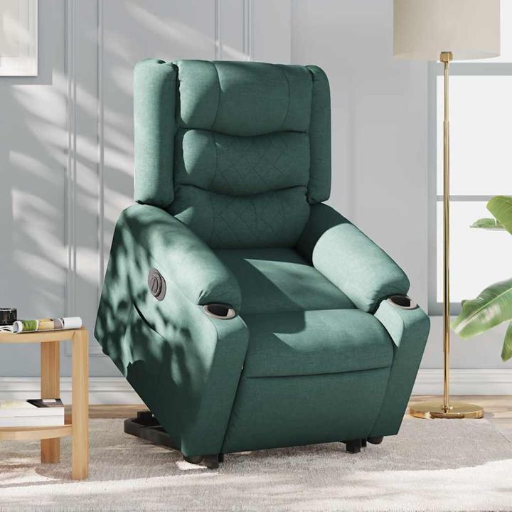 Immagine prodotto VidaXL Poltrona massaggiante elettrica con ausilio per la risalita Tessuto verde scuro