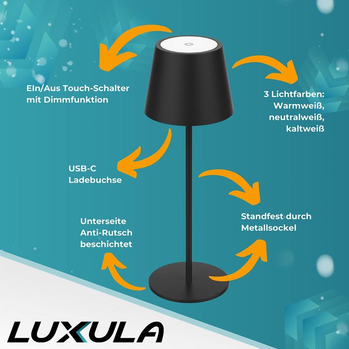 Produktbild Luxula LED-Akku-Tischleuchte LX700160 (200 lm)