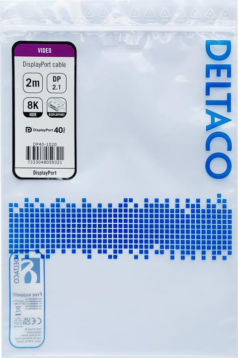 Immagine prodotto Deltaco Cavo DisplayPort, DP 2.1, DP40, / DP40-1020 (2 m, DisplayPort)