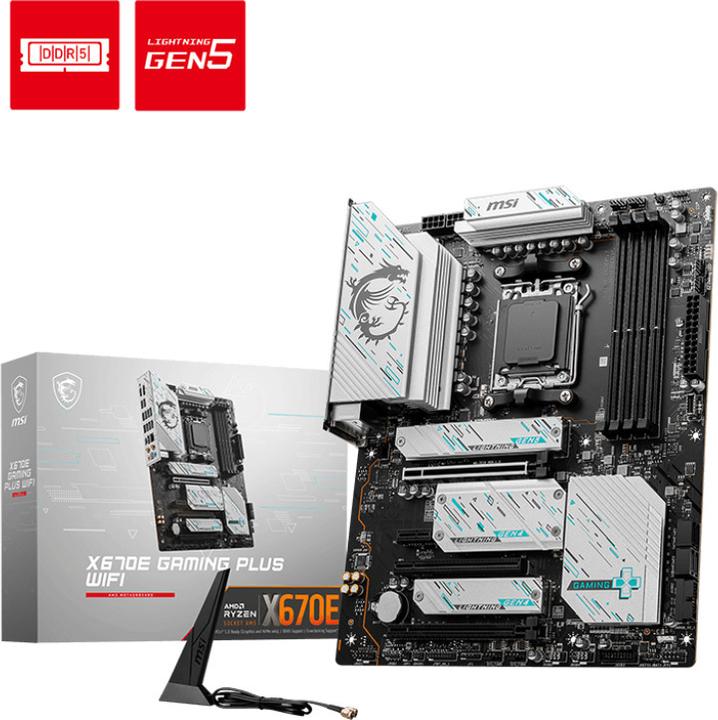 Productafbeelding MSI X670E GAMING PLUS WIFI AM5 4xDDR5 4xM.2 4xSATA (AM5, AMD X670E, ATX)