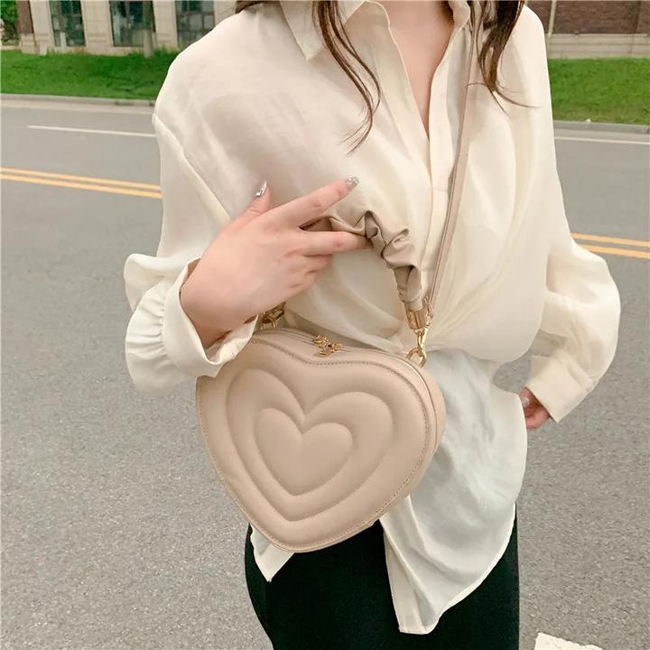 Immagine prodotto Only-Bags.Store Love Heart Shape Shoulder Bag Small Handbags Designer Crossbody Bags Solid Pu Leather Top Handle