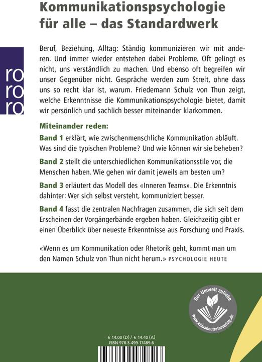 Immagine prodotto Miteinander reden 1. Störungen und Klärungen (Tedesco, Friedemann Schulz di Thun, 1981)