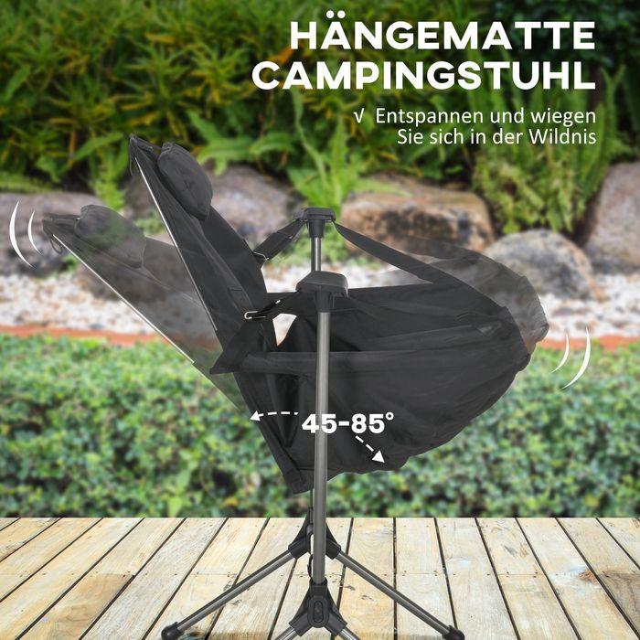 Produktbild Swisshandel24 Camping-Schaukelstuhl, faltbar, verstellbare Rückenlehne, Aluminiumrahmen, 54x100x101cm, Schwarz