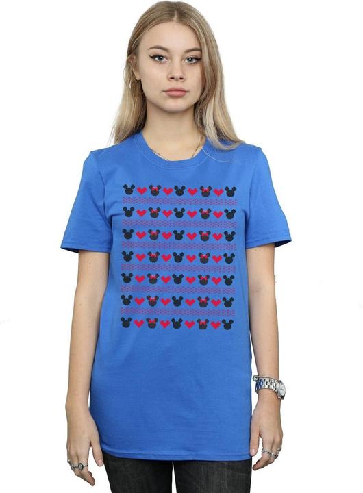 Actual product image Disney Womens/Ladies Mickey And Minnie Christmas Hearts Cotton Boyfriend T-Shirt (XXL)