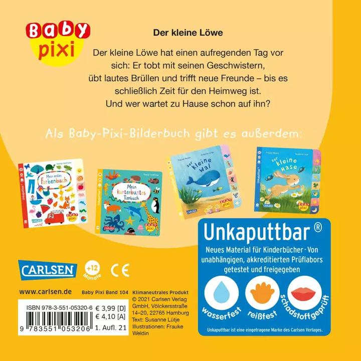 Image du produit Baby Pixi (unkaputtbar) 104: Der kleine Löwe (Allemand, Susanne Lütje, 2021)