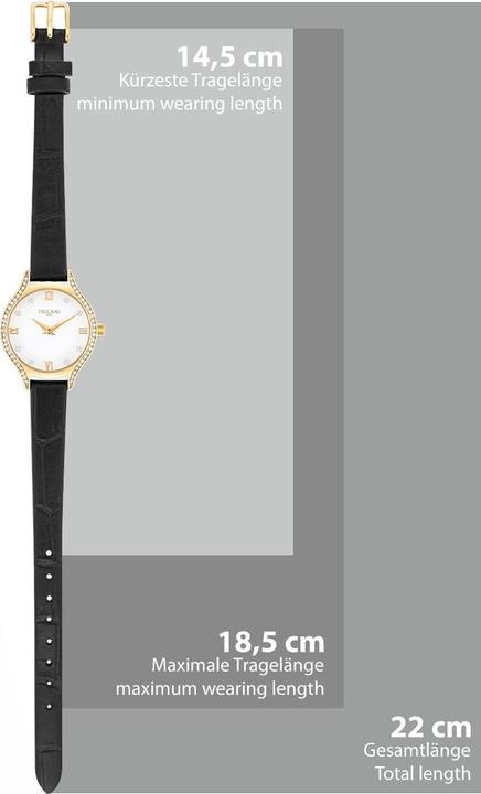 Immagine prodotto Trilani Orologio al quarzo da donna in vera pelle nera - 30492 (Orologio da polso analogico, 26 mm)