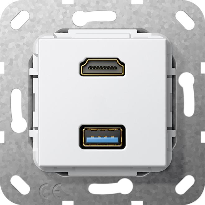 Image du produit Gira HDMI USB 3.0 A Insert cpl. blanc pur 567803