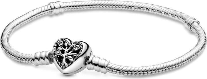 Pandora Snake Chain Heart Clasp Armband (23 cm, Silber, Emaille)