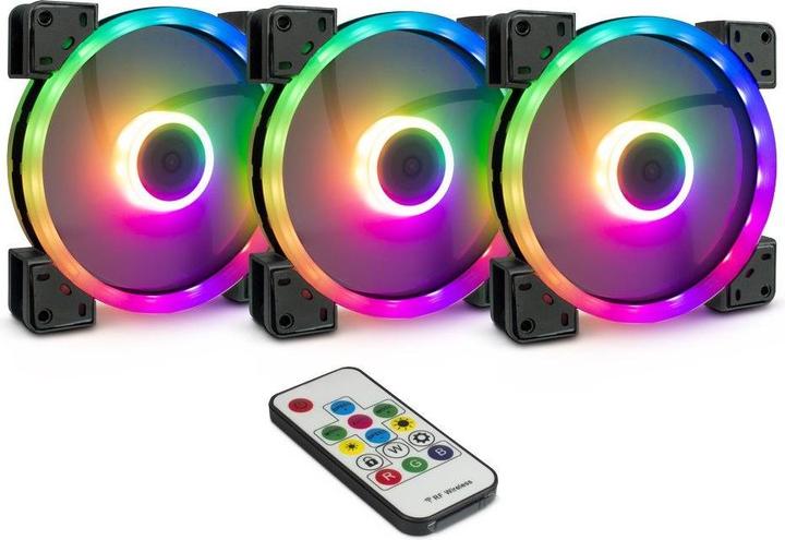 Produktbild Intertech Inter-Tech Argus RGB-Fan Set RS-14 Computergehäuse Ventilator 14 cm Schwarz (140 mm, 1 x)